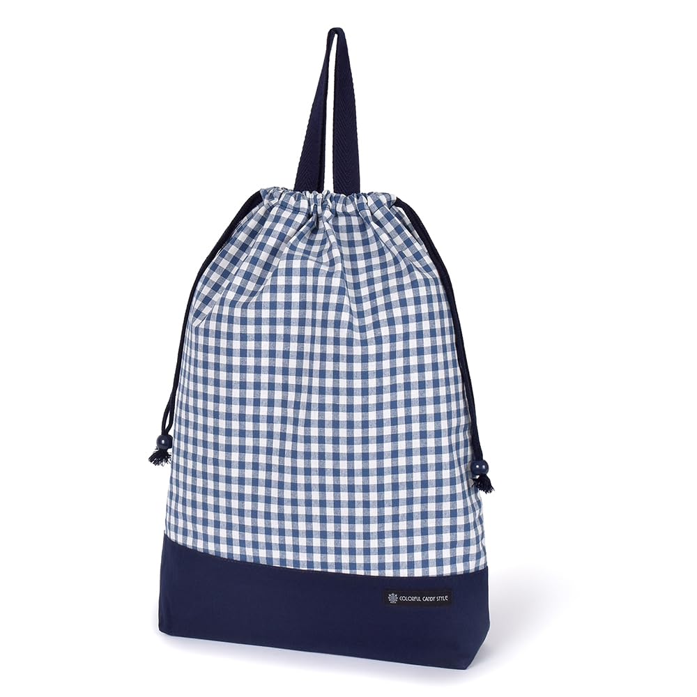 COLORFUL CANDY STYLE Change of Clothes Easily Purse (Large Size), Gym Clothes Bag Check Large, Dark Blue, Dark Blue x Ox Made in Japan N3312600 (Japan Import)