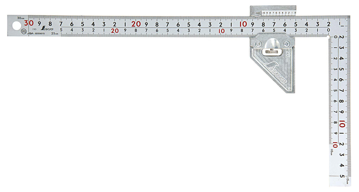 Shinwa Sokutei JIS 12486 Curved Scale, Thick, Wide Width, Silver, 11.8 inches (30 cm), Same as Front and Back, 8 Tiers, Curved Stopper Metal Included
