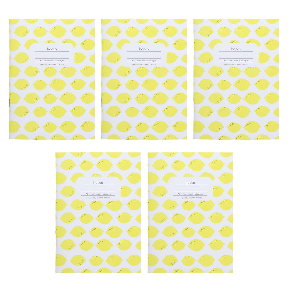 Apica Hocco X001A6LX5T Notebook, A6, Lemon, Pack of 5