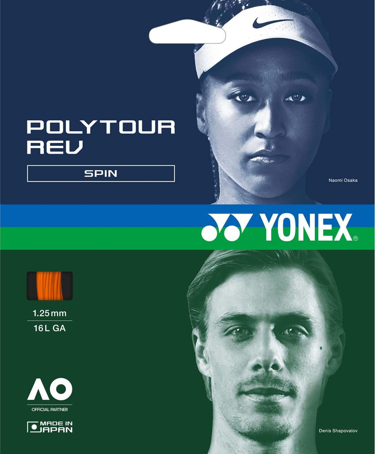Yonex PTGR125 Tennis String Polytour Reve 125 Bright Orange 36.2 ft (12 m)