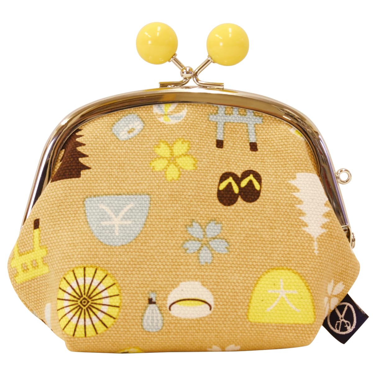 Maeda Dyeing Goshikihanpudo Kyoto Limited Series, 3.5 inch (Gusset/Beaded), Yellow, Size: Approx. 4.7 x 4.7 x 2.4 inches (12 x 12 x 6 cm)