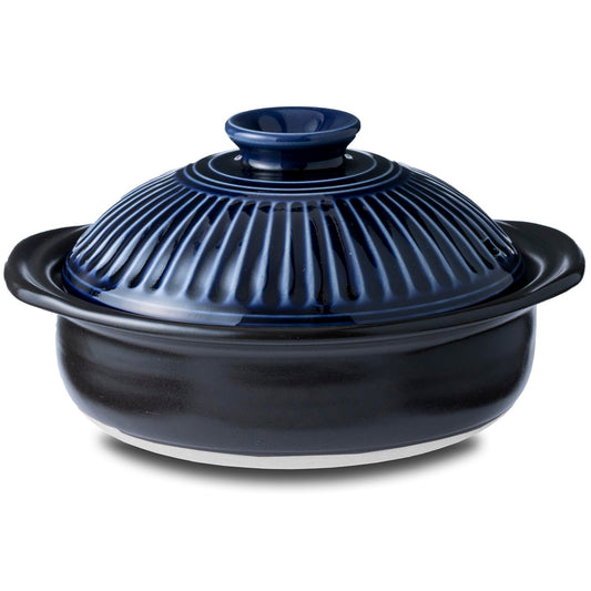 Ginpo Touki 46061 Banko Ware Ginpo Chrysanthemum Flower Earthenware Pot No. 6 Single Person Lapis Glaze, Blue, Made in Japan