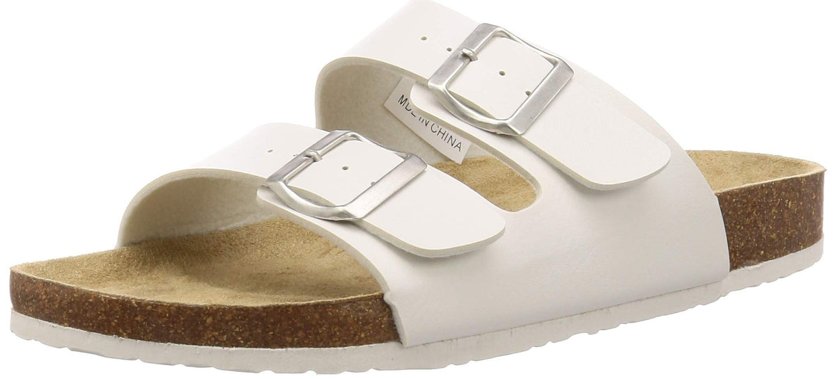 AAA+(サンエープラス) SANA Plus 2365 Men's PU Leather Double Belt Sandals, White, L