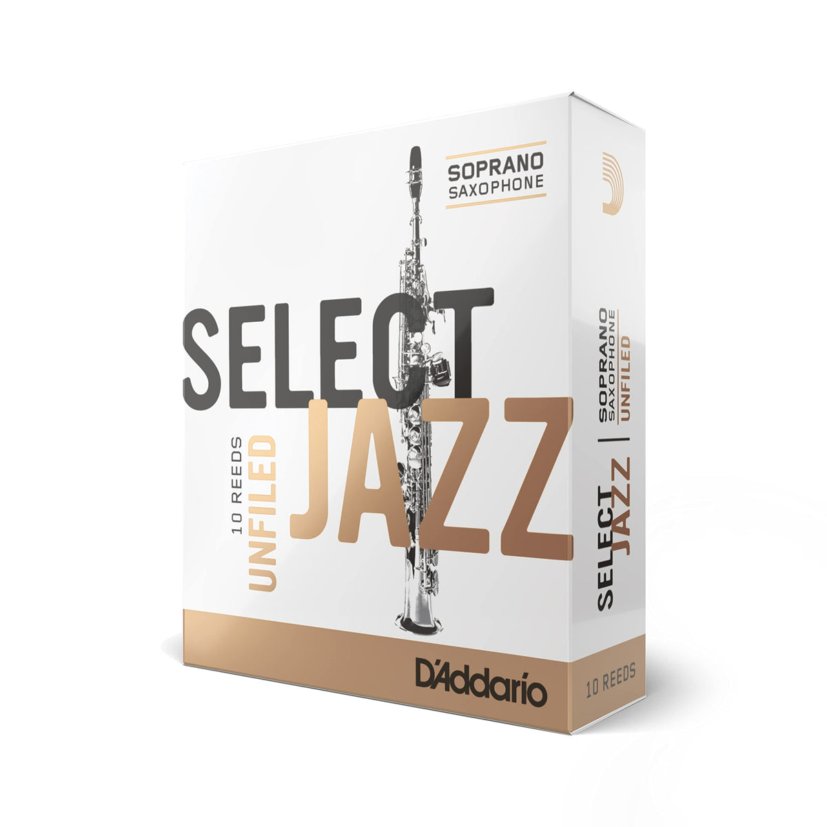 Rico Select Jazz Soprano Sax Reeds, Unfiled, Strength 3 Hard, 10-pack