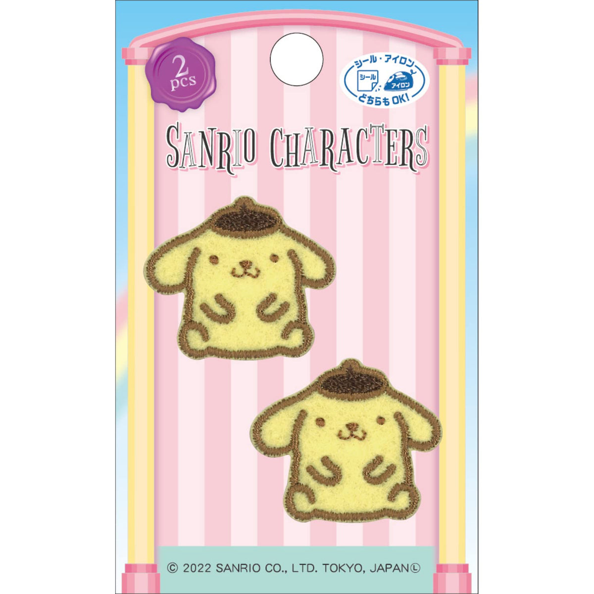 Pioneer Sanrio Pompom Pudding SCW480-SCW51, 2 Piece Set, Width 1.1 x Height 0.9 inches (28 mm) x Height 0.9 inches (24 mm), Adhesive for Both Seals and Ironing