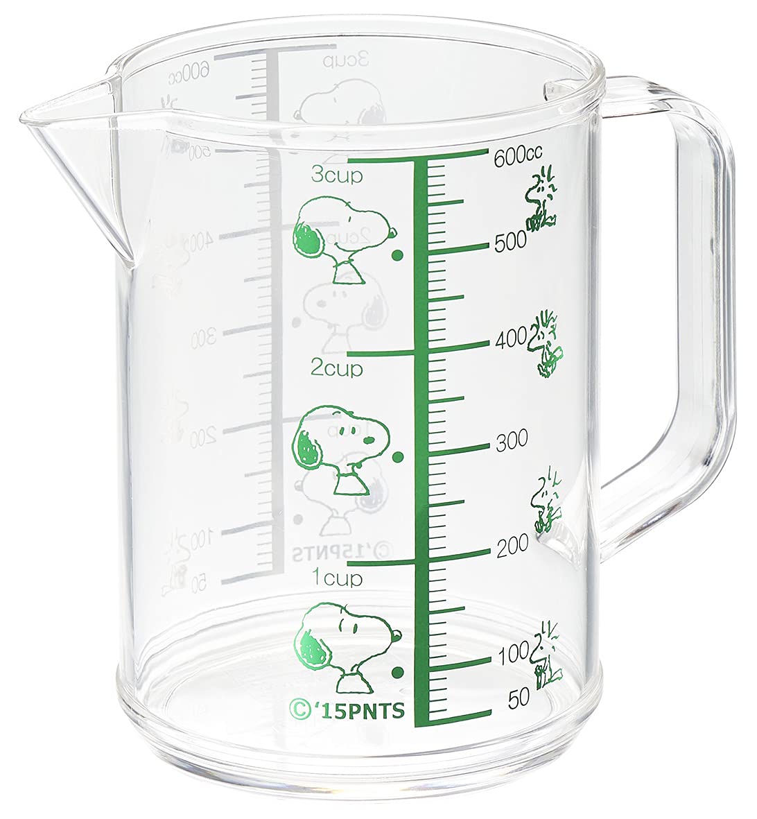 OSK MC-2 Measuring Cup, Snoopy Measuring Cup, Large, 20.3 fl oz (600 ml), Made in Japan, Graduated, Boiling Water, Handle, Cute, Stylish, Easy to Use, Easy to Pour, For Cooking, Clear