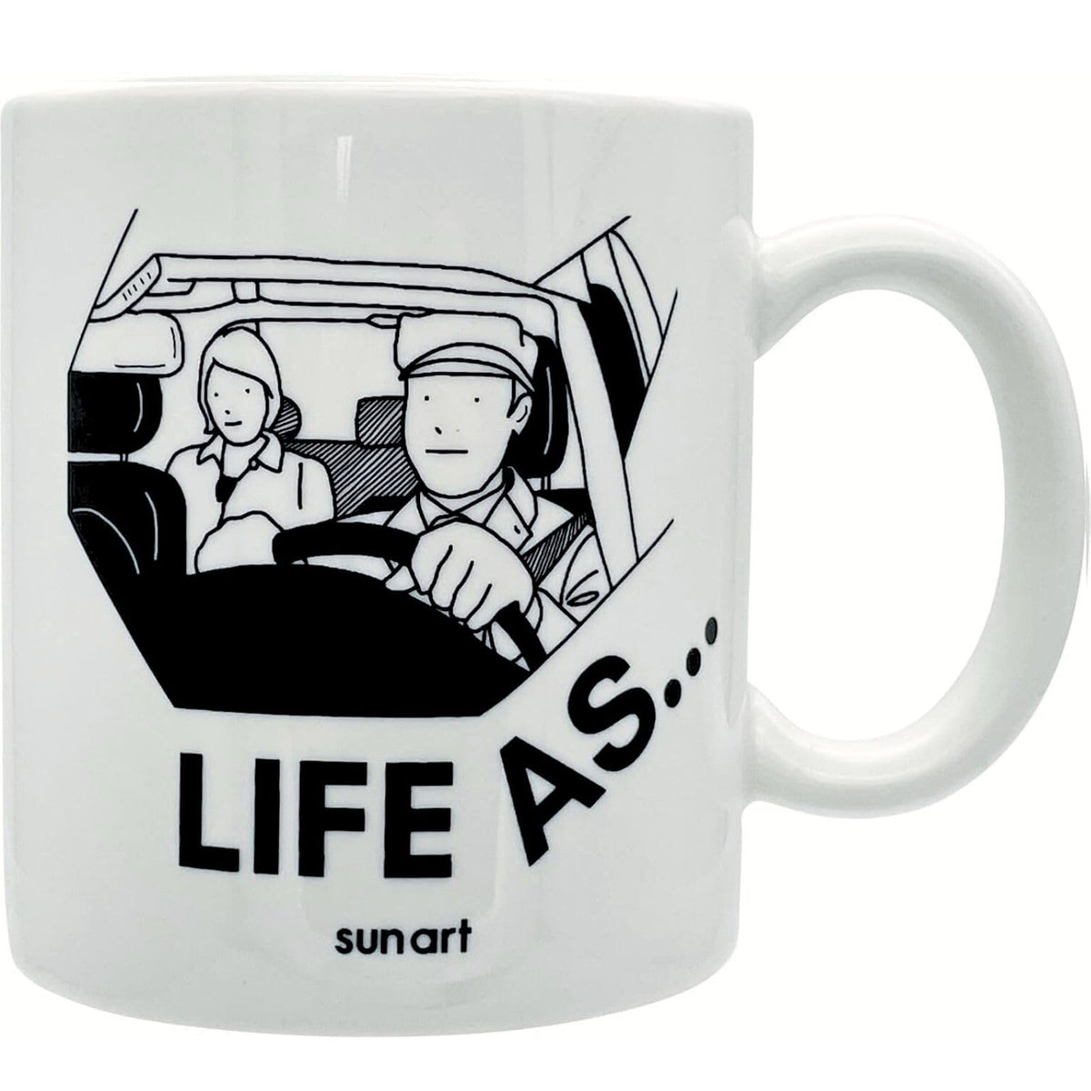 Sun Art Cute Tableware, Life As Life As Life As Mug, Taxi Driver, Father's Day Gift, Mother's Day Gift, Black and White Tableware, Birthday Gift, Goods, New Year's Party, Miscellaneous Goods, White