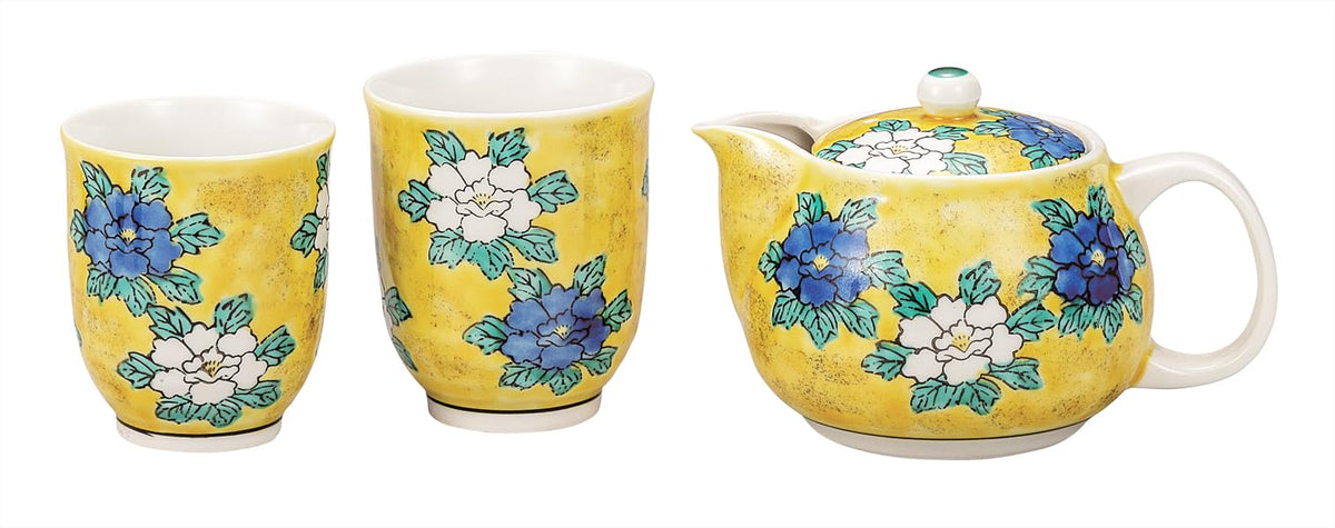 Kutani Yaki Wataya K9-671 Relaxing Set of Yoshidaya Peony (with Net)