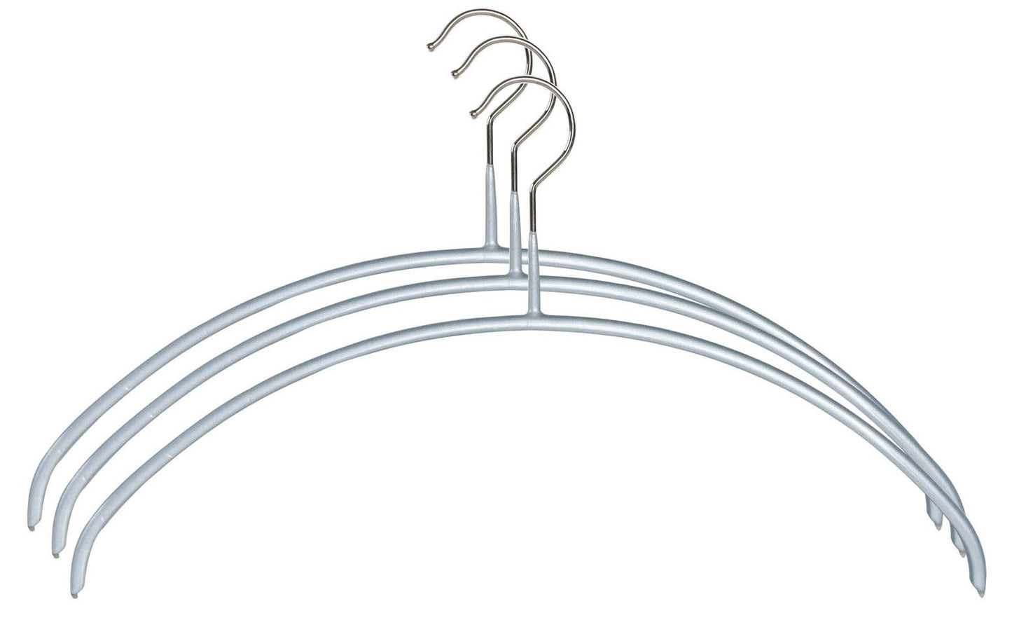 MAWA Non-Slip Mawa Hangers, Human Body Hangers, Set of 3, Silver 110559