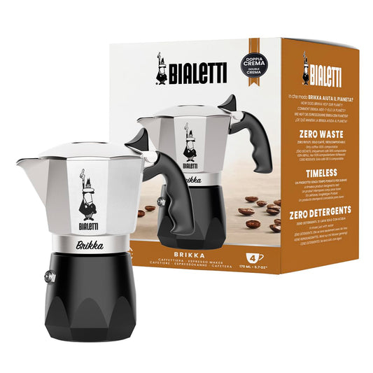 Bialetti Bricca NEW 4 Cup Open Fire Type (Coffee Maker, Espresso Makinetta)