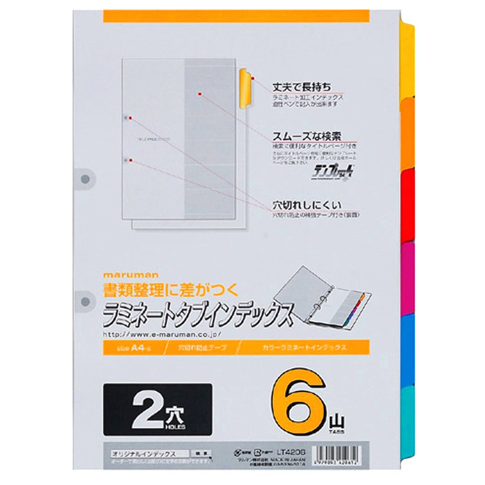 Maruman LT4206 Index A4, 2 Holes, Index Sheets, 6 Tiers, 1 Pair, 10 Sheets