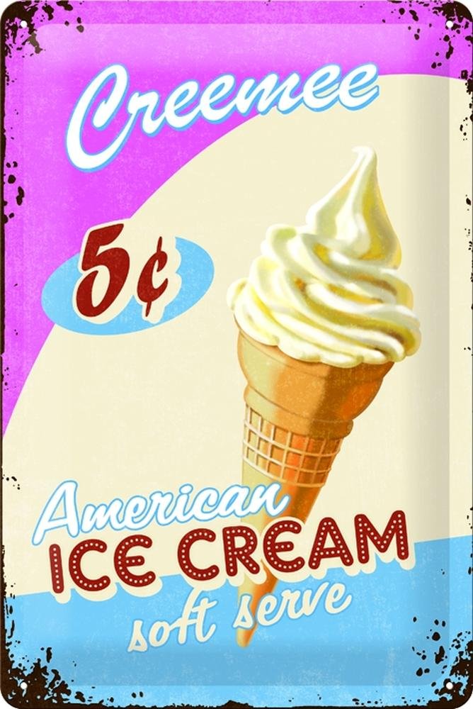 Nostalgic-Art Tin Sign with 'Ice Cream' Design