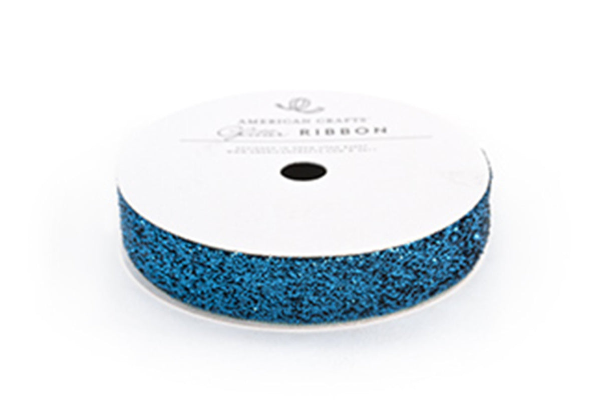 American Crafts Solid Tinsel Ribbon, .625-Inch, 3 Yards, Peacock