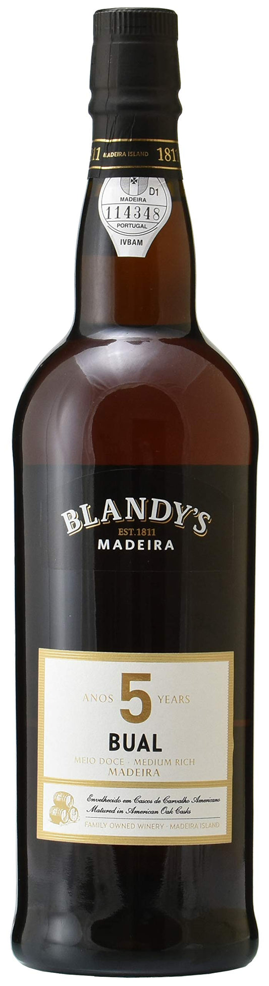 Brandies Madeira Bual 5 Years White Wine Sweet Mouth Portugal 25.4 fl oz (750 ml)