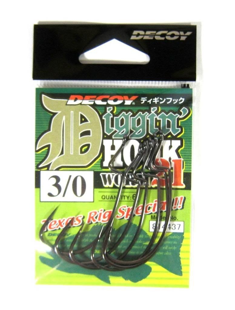 Decoy Worm 21 Diggin Hook Texas Rig Special Hooks Size 4/0 (4444)