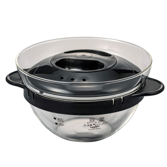 HARIO XOY-1-B Glass Microwave Oven Side Dish Pot, Black, Practical Capacity, 15.9 fl oz (450 ml), Made in Japan, Easy Cooking, Cream Soup, Handmade