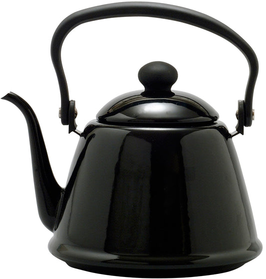 Noda Horo Drip Kettle II Enamel, 0.6 gal (2 L), Induction Compatible, Black, Made in Japan DK-200BK