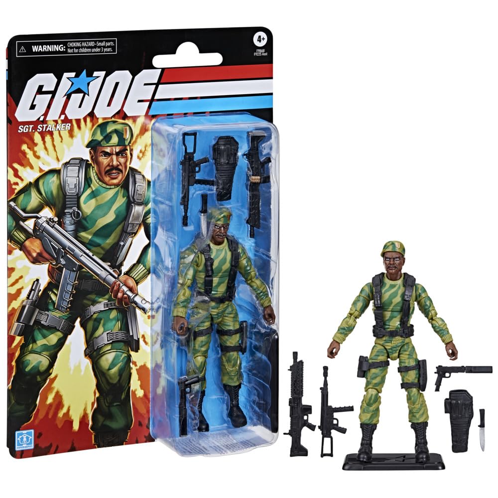 G.I. Joe Classified Series Retro Cardback SGT. Stalker, Collectible 6 Inch Action Figure with 8 Accessories