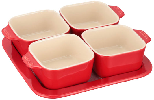 Staub 40511-119 Appetizer Set, Cherry Ceramic, Small Plate Set, Authentic Japanese Product