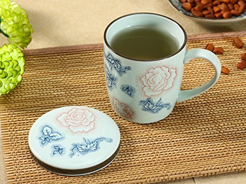 Nishida 120020 Mug with Lid (Red Large Rose)/Cup/Cup/Japanese Tableware