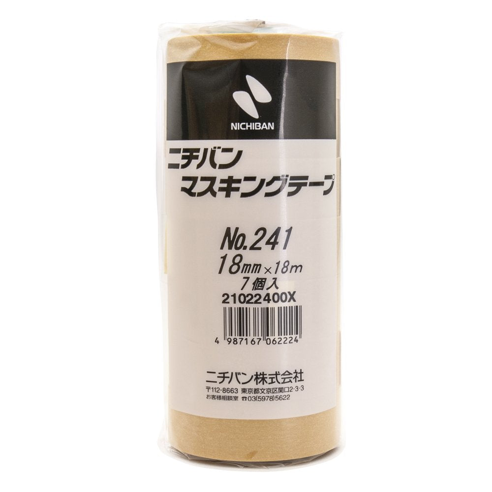 Nichiban 241H-18 Masking Tape for Vehicles, 7 Rolls, 0.7 inches (18 mm) x 59.1 ft (18 m)