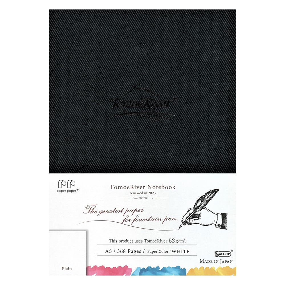 Tomoe River FP (52g/m2) Notebook by SANZEN, 5.85" x 8.27", 368 pages (184-Sheet), Hard Cover, Unruled, Thread-Bound, White (SR-A5MBW)