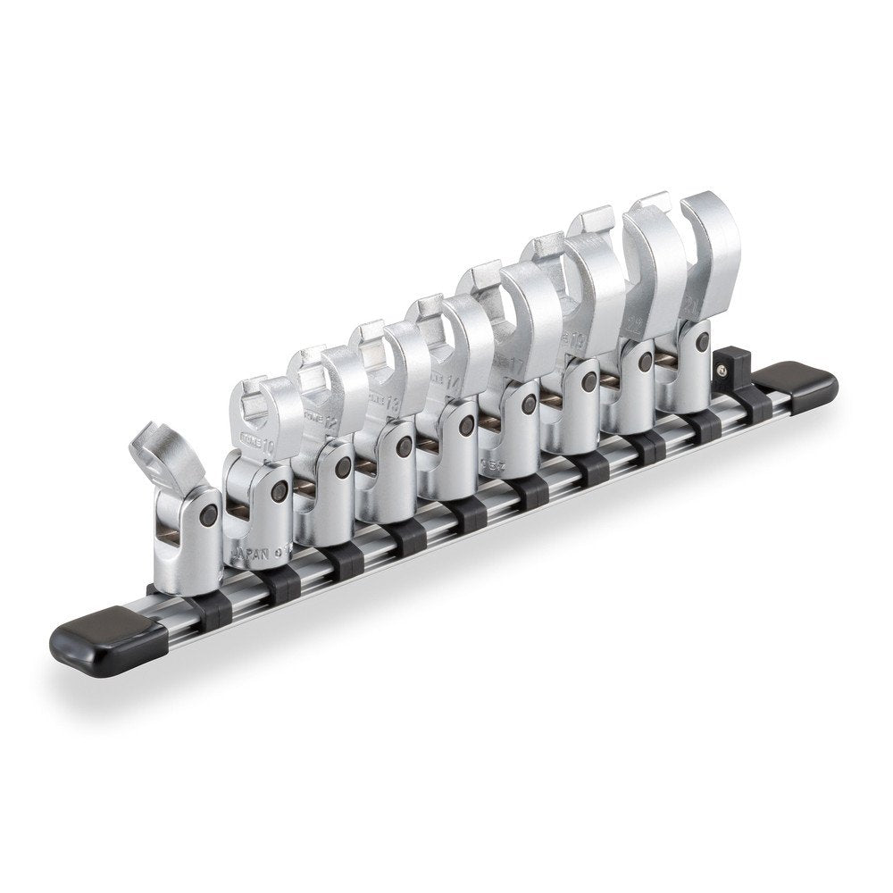 TONE Flex Crow Foot Wrench Set with Socket Holder HSCF309F 3/8" Inch Drive 9-Piece
