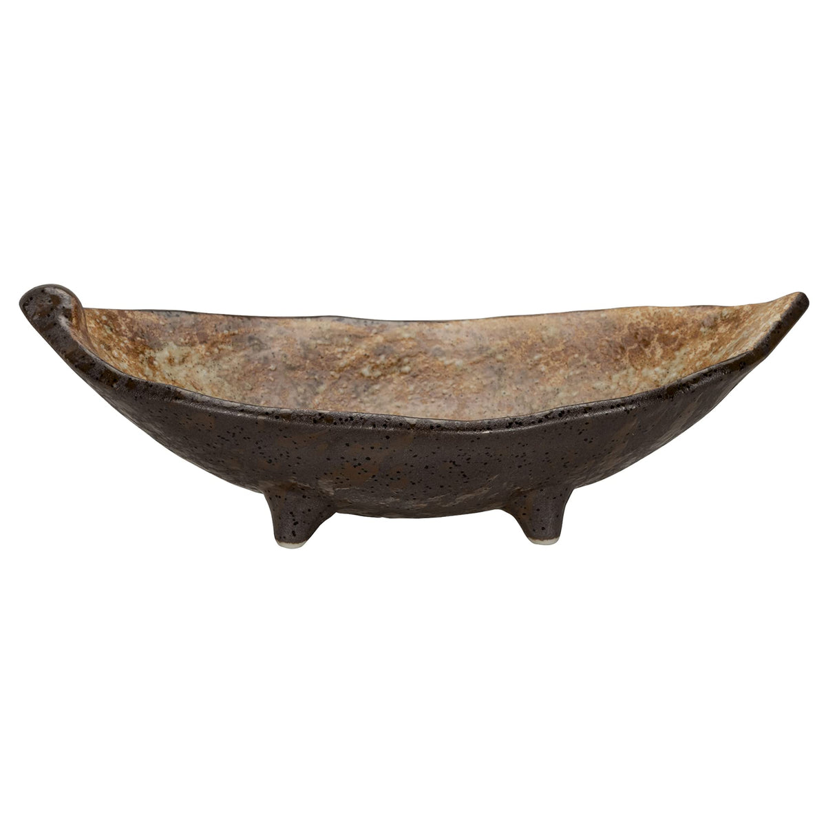 Mino Ware 130-0301 Boat Shaped Pot, Plum Flower Skin