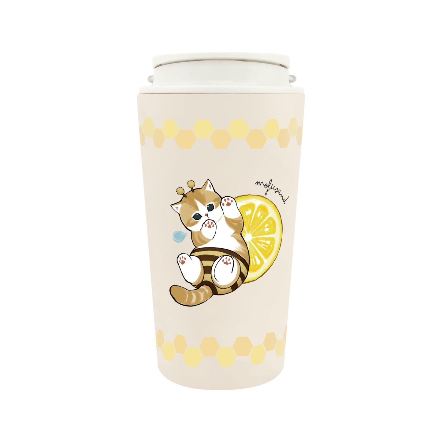 mofusand Vacuum Double Layer Carrying Tumbler, 12.2 fl oz (360 ml), Mitsubachi Nyan, Handle Included, Mug, Hot and Cold Insulated, Cute, Cat 53-2182