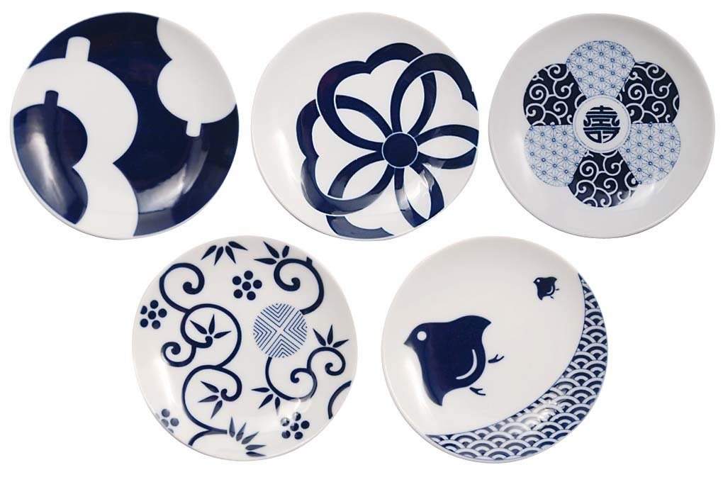 Kihara KOMON MAME9771-75 5 Bean Plates, Kissho Pattern