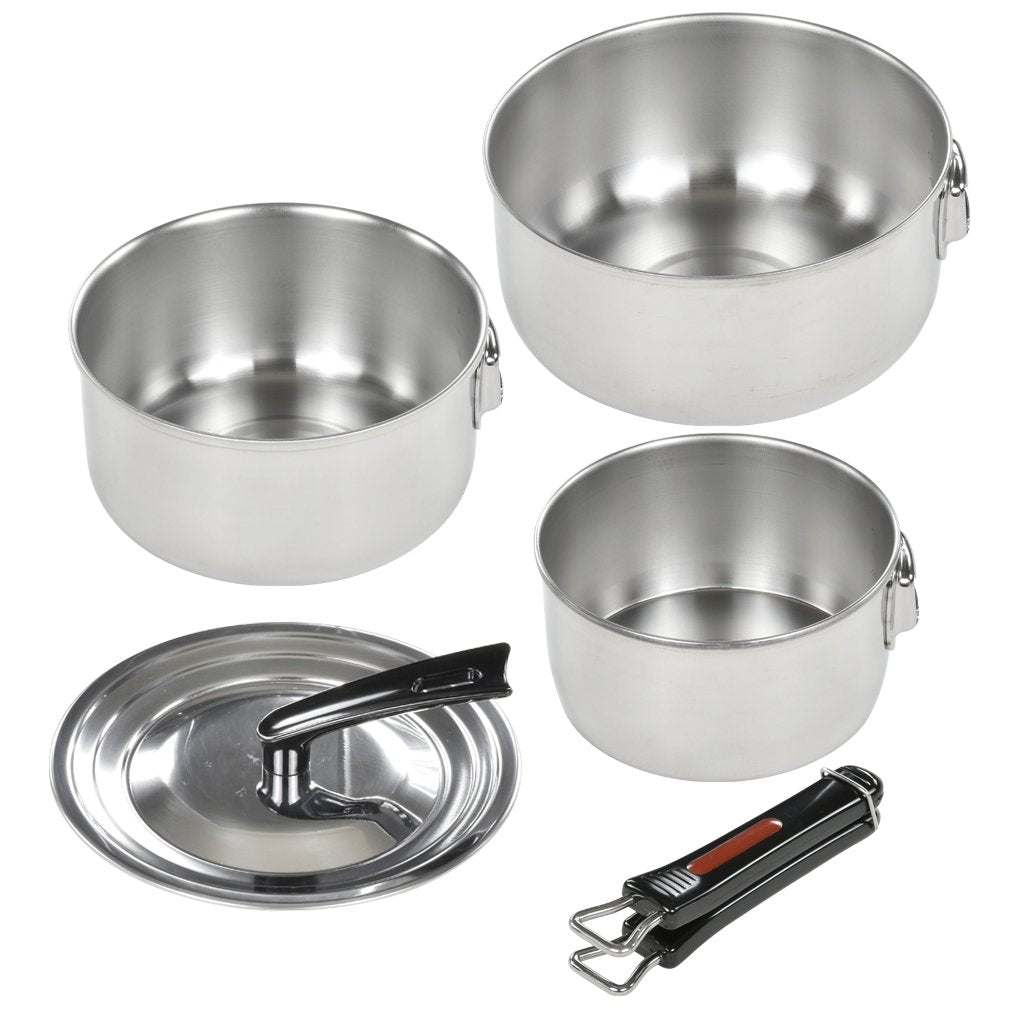 Wahei Freiz FM-8157 Folias Pot Set, One-Touch Cooker, 3-piece Set, Induction Compatible, Stainless Steel, Made in Japan