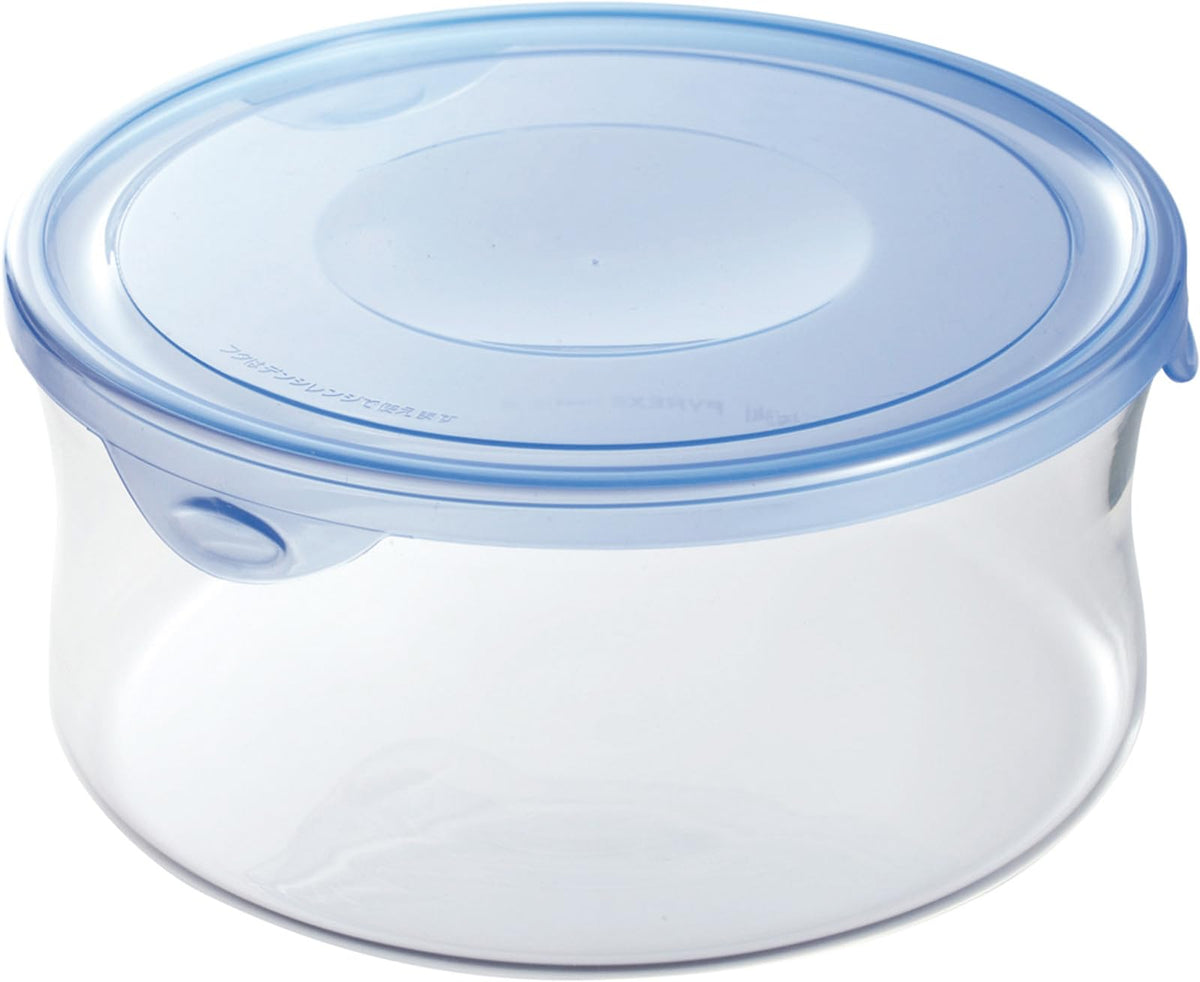 iwaki B7403BLN Pack & Microwave, Aqua Blue, Round, Capacity 0.4 gal (1.3 L), Diameter 6.6 x Height 3.1 inches (16.7 x 8 cm), Storage Container, Heat Resistant Container, Canister, High Capacity, Heat