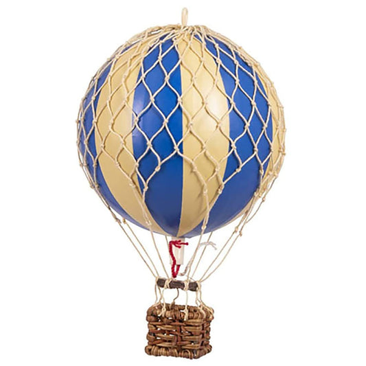 Authentic Models, Floating The Skies Air Balloon, Hanging Home Decor - 5.3 Inch Height, Historic Hot Air Balloon Model for Home Decor, Detailed Vintage Decorations to Hang from Ceiling - Blue Double
