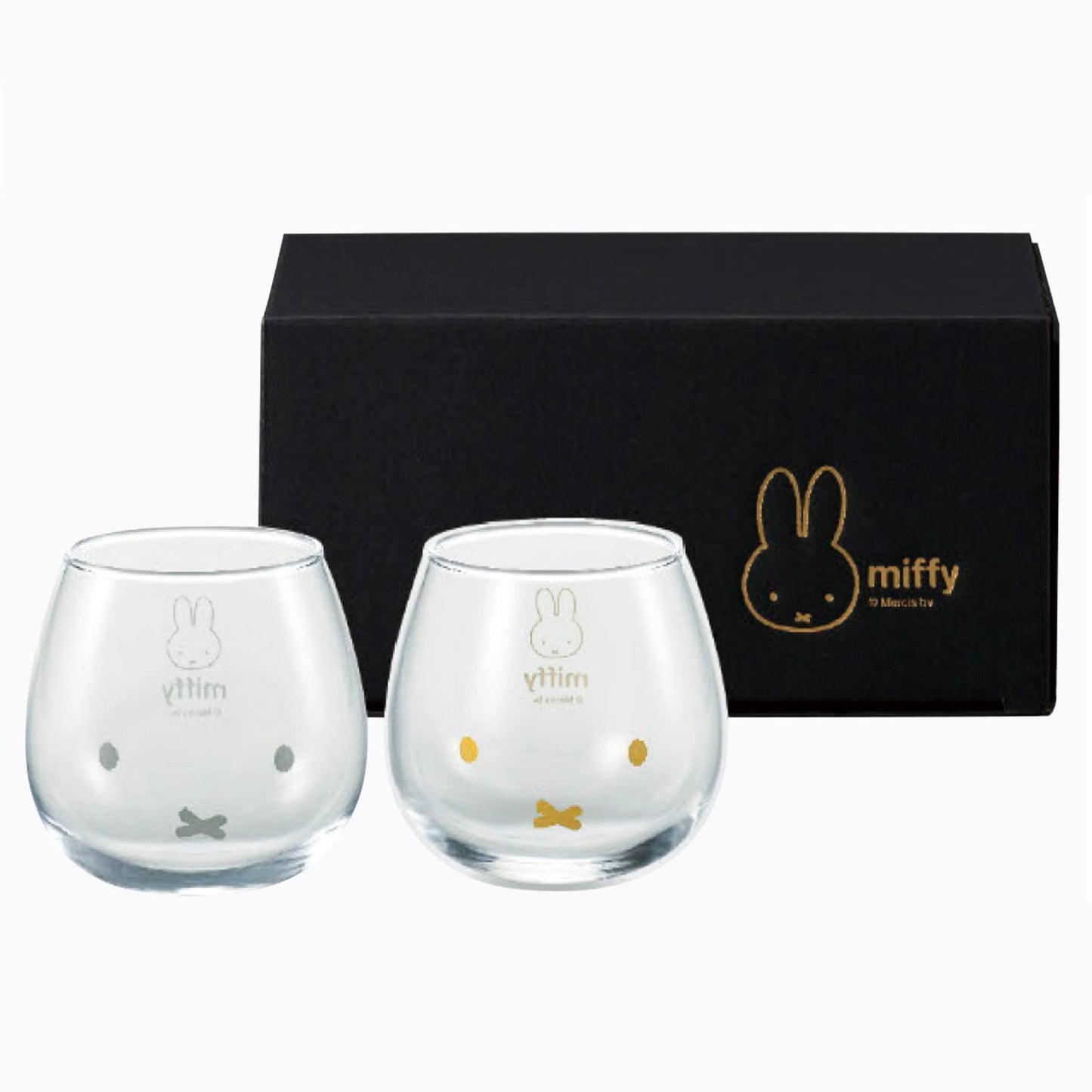 Japanese Pottery Glass Miffy Wobble Tumbler Pair Set