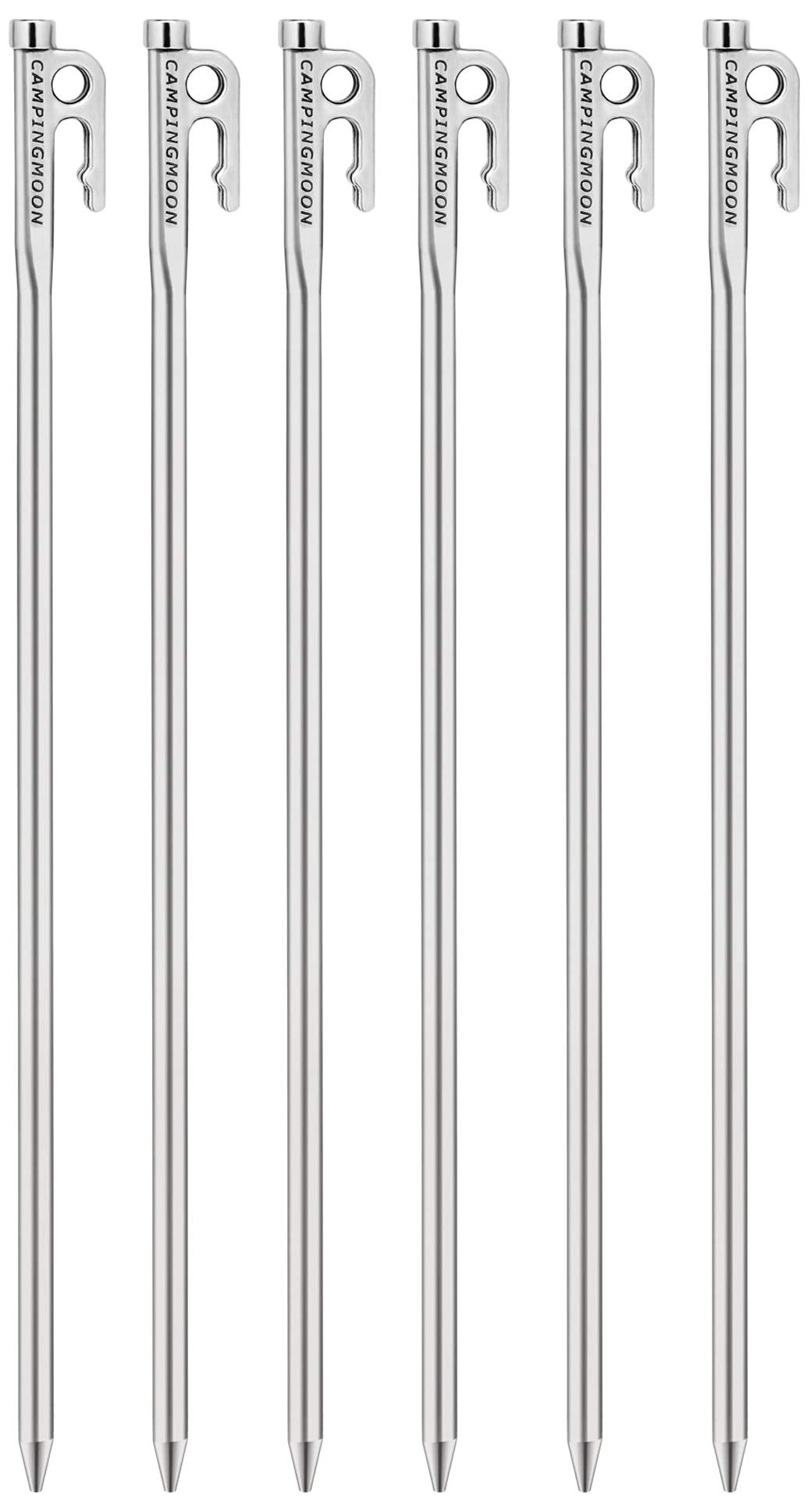 Camping Moon R-40-6P Martensitic Stainless Steel 420J Hardened, Forged Pegs, 15.7 inches (40 cm), Set of 6, Power Pegs, Perfect for Hard Surfaces