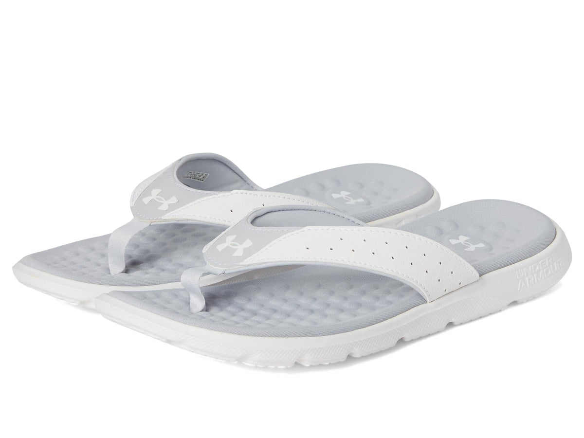 Under Armour Men's Ignite Pro Flip Flop, (100) White/Halo Gray/White, 10, US