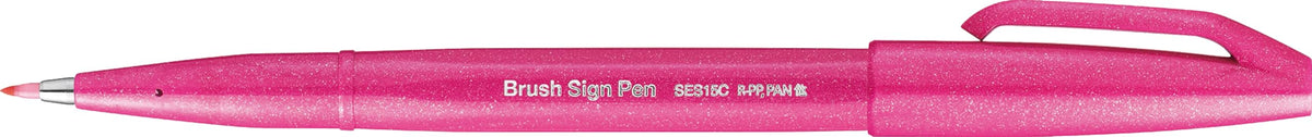 Pentel Fude Touch Sign Pen, Pink, Felt Pen Like Brush Stroke (SES15C-P)