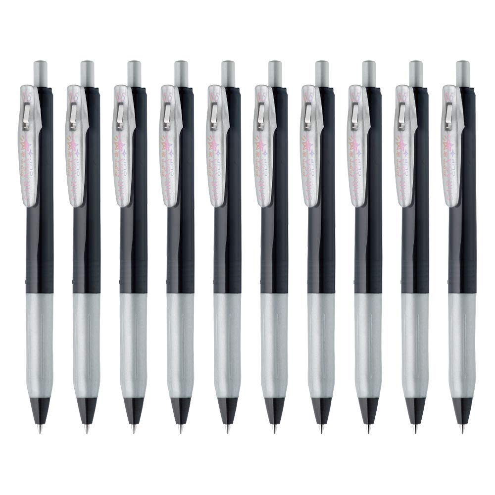 Zebra Sarasa Clip B-JJ15-S Gel Ballpoint Pen, 0.02 inches (0.5 mm), Deco Shine COLOR_NAME Silver, 10 Pieces