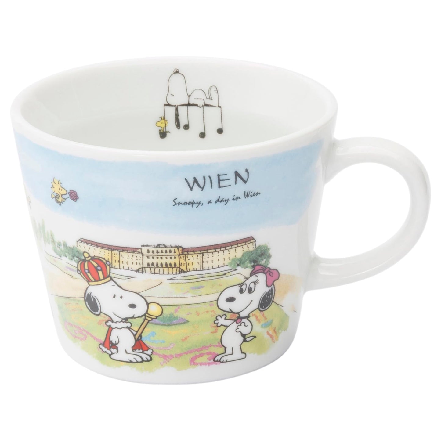 Peanuts 889240 Snoopy World Travel Vienna Mug, Cup, Diameter Approx. 3.9 x Height 3.1 inches (10 x 8 cm), Capacity: Approx. 11.5 fl oz (340 ml), Microwave and Dishwasher Safe, Made in Japan