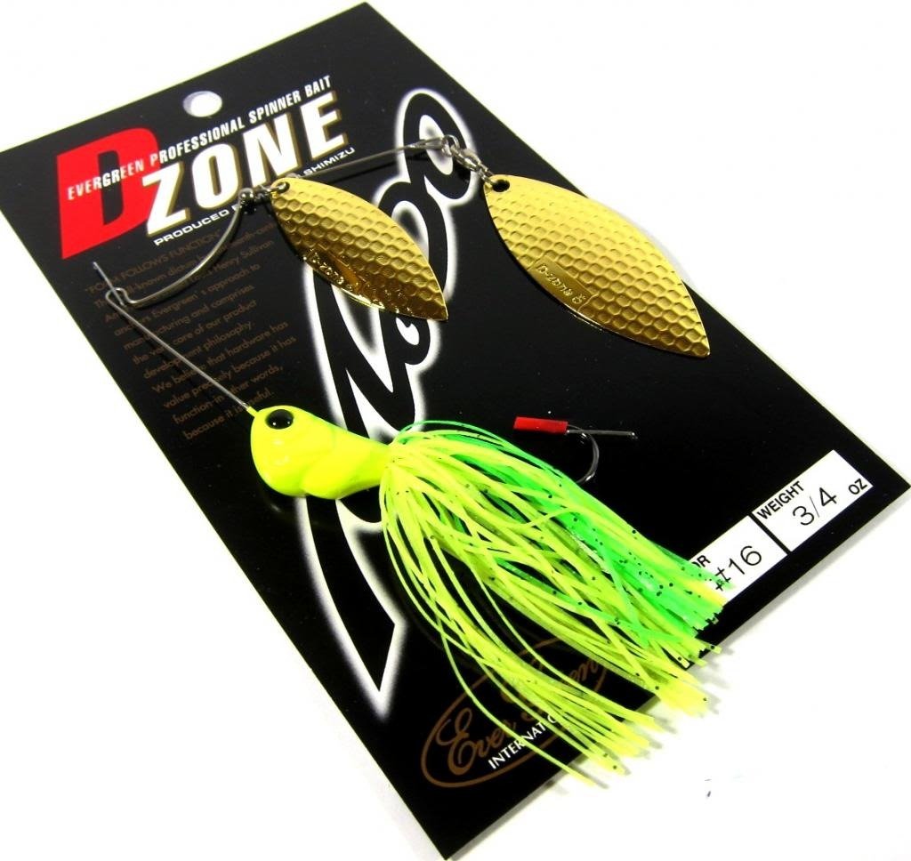 Evergreen Spinnerbait D-Zone Double Willow Leaf 1/2oz Superchart Gold #16