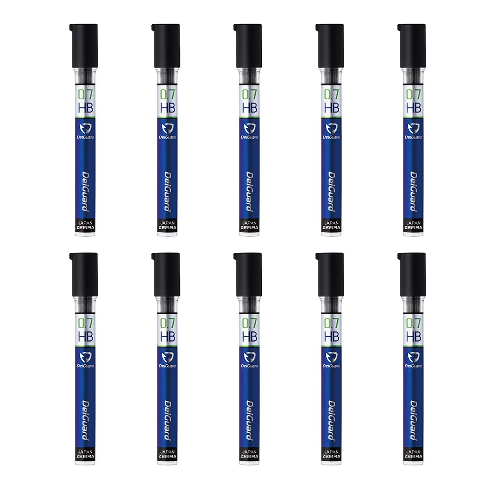 Zebra B-P-LDB10-HB Delguard Mechanical Pencil Leads, 0.7 HB, 10 Pieces