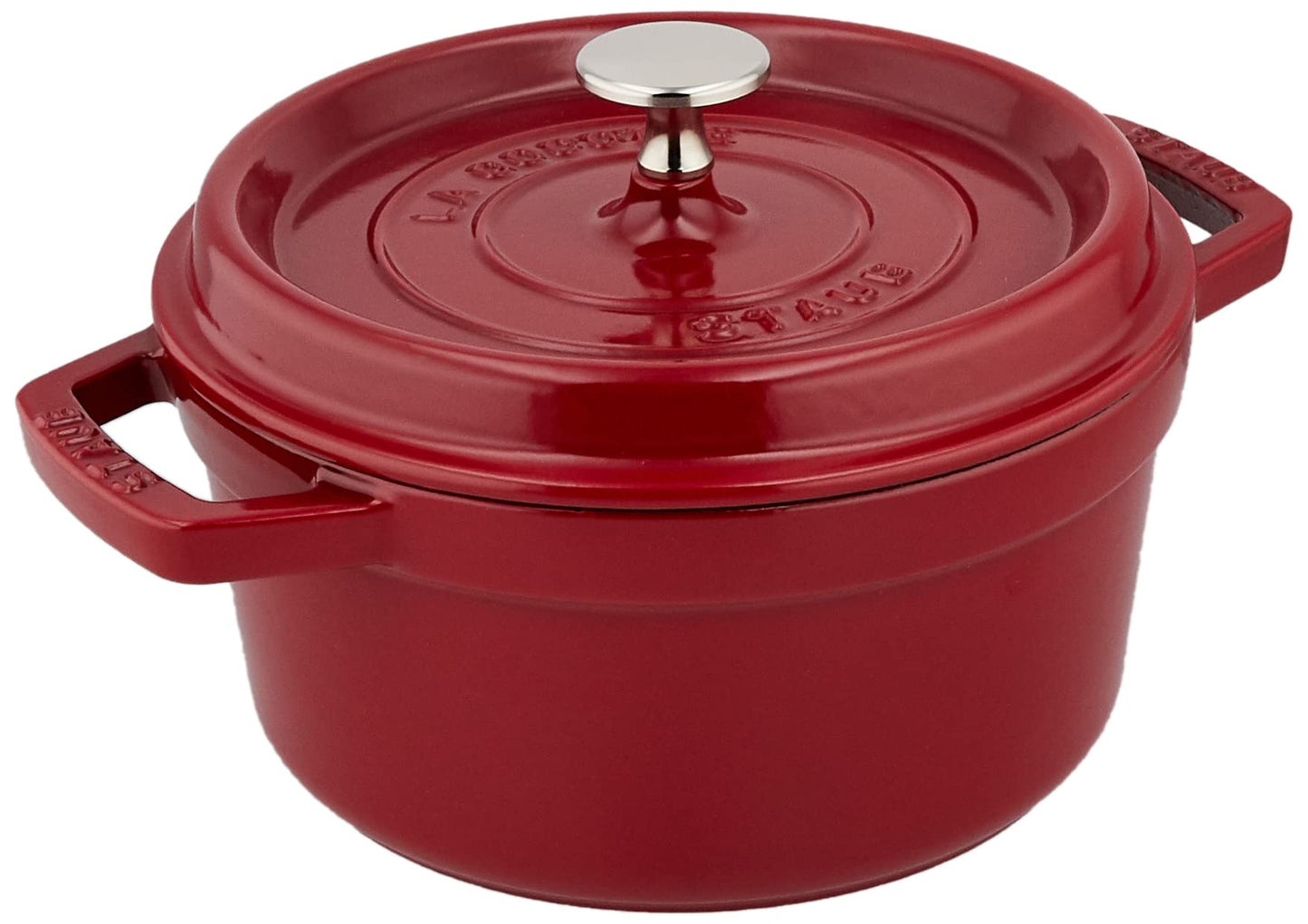 Staub Two-Handled Pot, Picot Cocotte, Round, 7.9 inches (20 cm), Oven Safe, Bordeaux