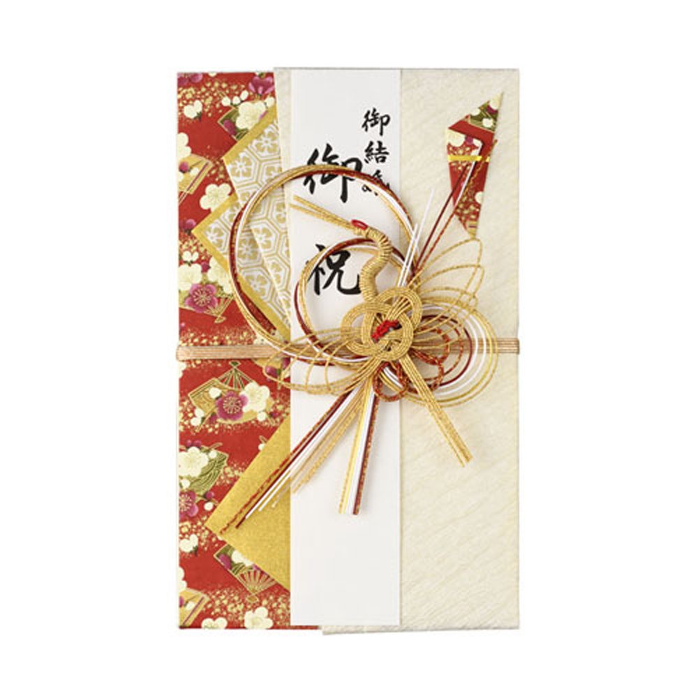 Maruai Ki 9R Celebration Bag, Wedding Design, Japanese Style, Gold Crane, Red, 1 Piece