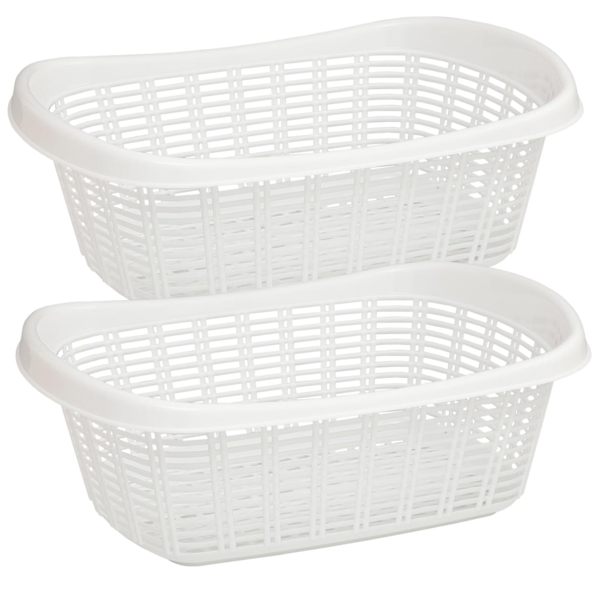 Heiwa Kogyo Laundry Hamper Undressing Basket Set of 2 Approx. 20.3 x 14.6 x 7.3 inches (51.5 x 37 x 18.5 cm) Per Piece, Made in Japan, White