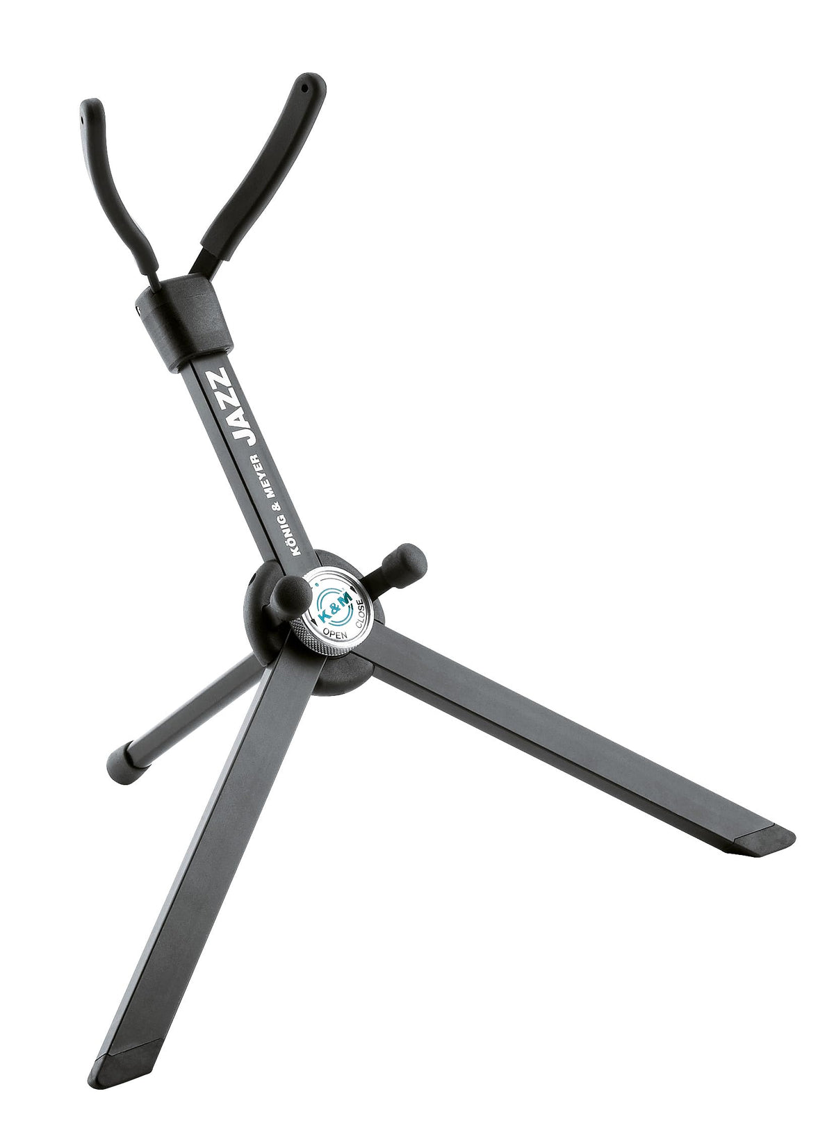 K&M König & Meyer Jazz Saxophone In-Bell Tripod 3 Leg Stand 14330.000.55 | Professional Grade for all Musicians | Lightweight & Compact | Stable Secure Eb Alto Base | Made in Germany Black