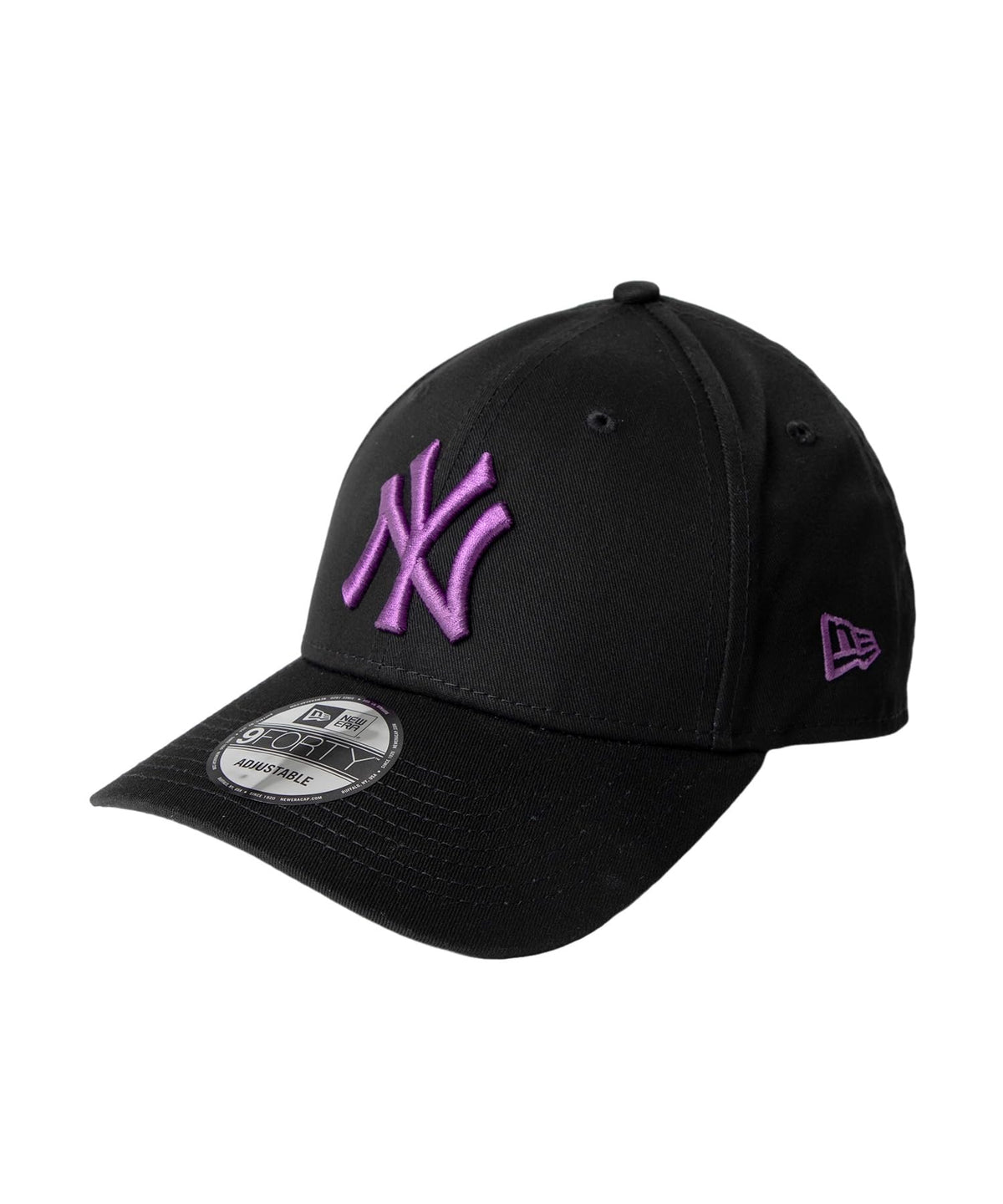 New Era 9FORTY 940 New York Yankees Cap, MLB, Black (Purple), One Size