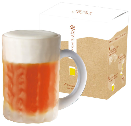 Toyo Sasaki Glass P-26353-600-JAN-P Foaming Beer Glass Stein, Made in Japan, Dishwasher Safe (Sold by Case), Clear (Frosted Glass), 14.2 fl oz (425 ml), Pack of 24