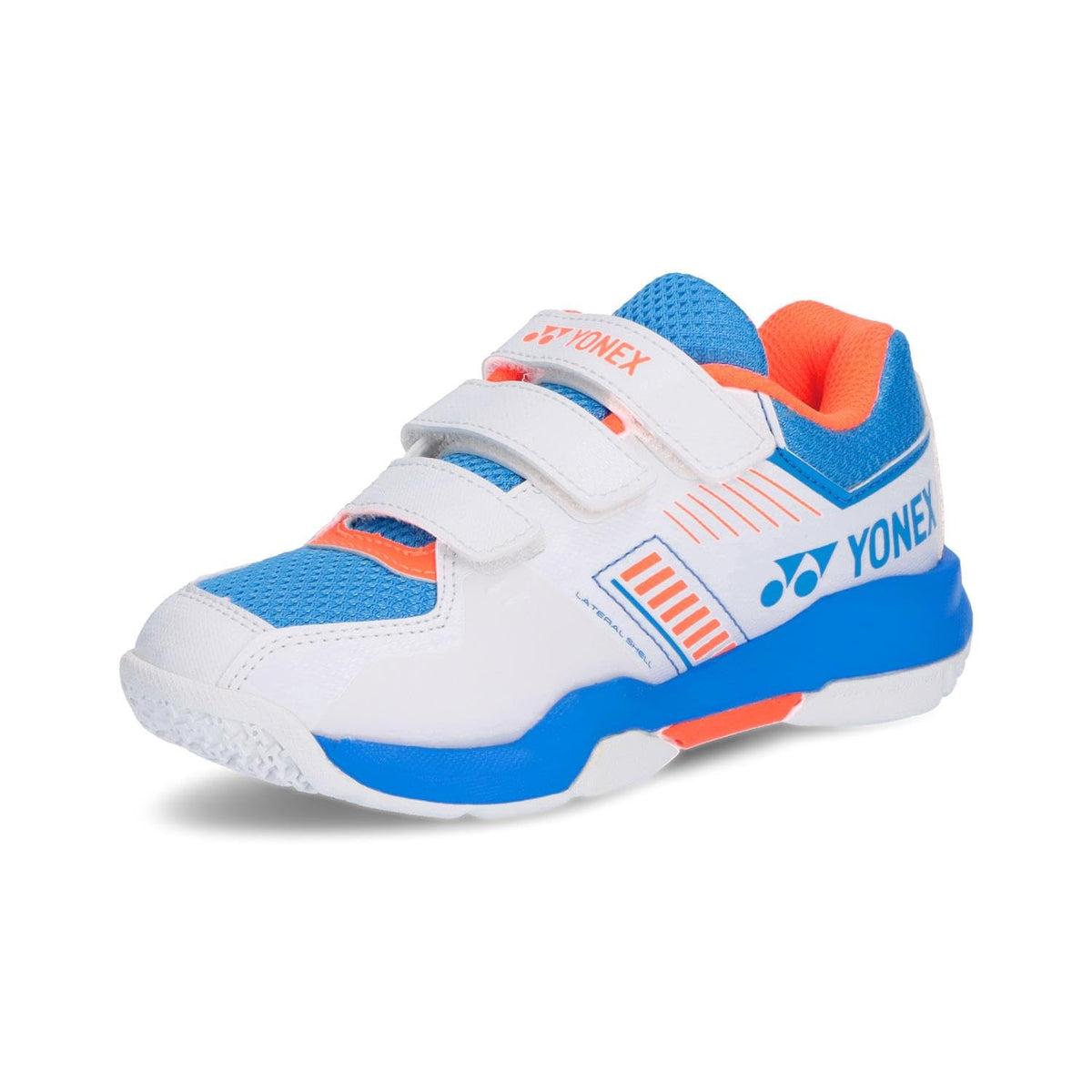 Yonex SHBSF1JB (175) Badminton Shoes, Junior Power Cushion, Strider Flow, Junior, white/sky blue (175), 18.0 cm