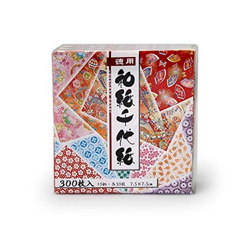 JapanBargain, 300 Sheets Japanese Washi Paper Chiyogami Paper Origami Folding Paper Yuzen Style 3 inch Made in Japan, 7.5 cm