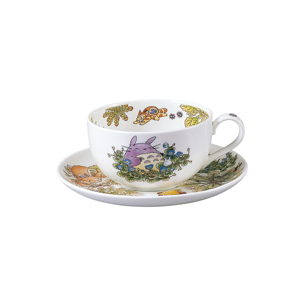 Noritake T97285A/4660-1 My Neighbor Totoro Milk Tea Cup & Saucer, 11.8 fl oz (325 cc), Large Dog Fuguri, Microwave Safe, 1 Guest, Bone China